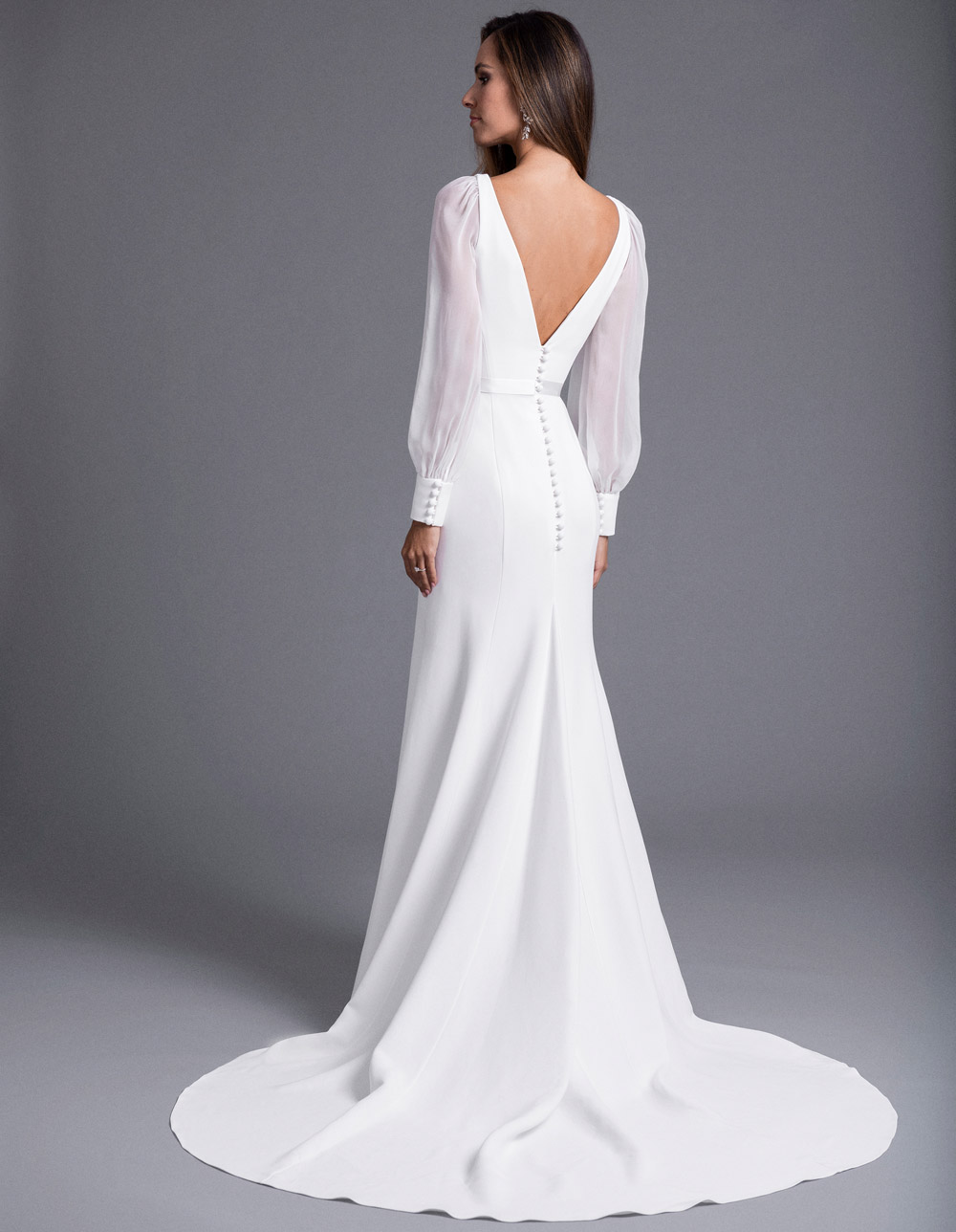 Greoenel Amor Luxury Wedding Dress White Square Neck Sleeve Church Wedding  Dress